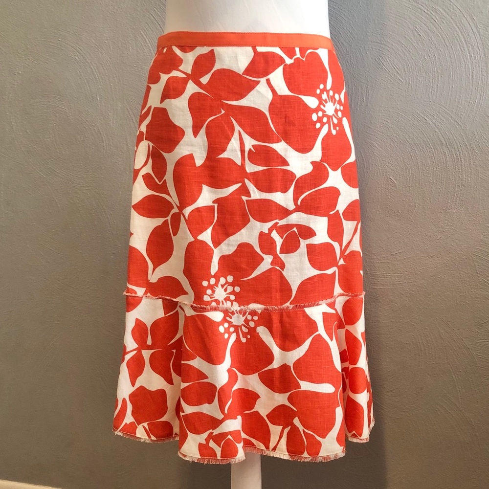 J. Crew Orange/Cream Hawaiian Skirt